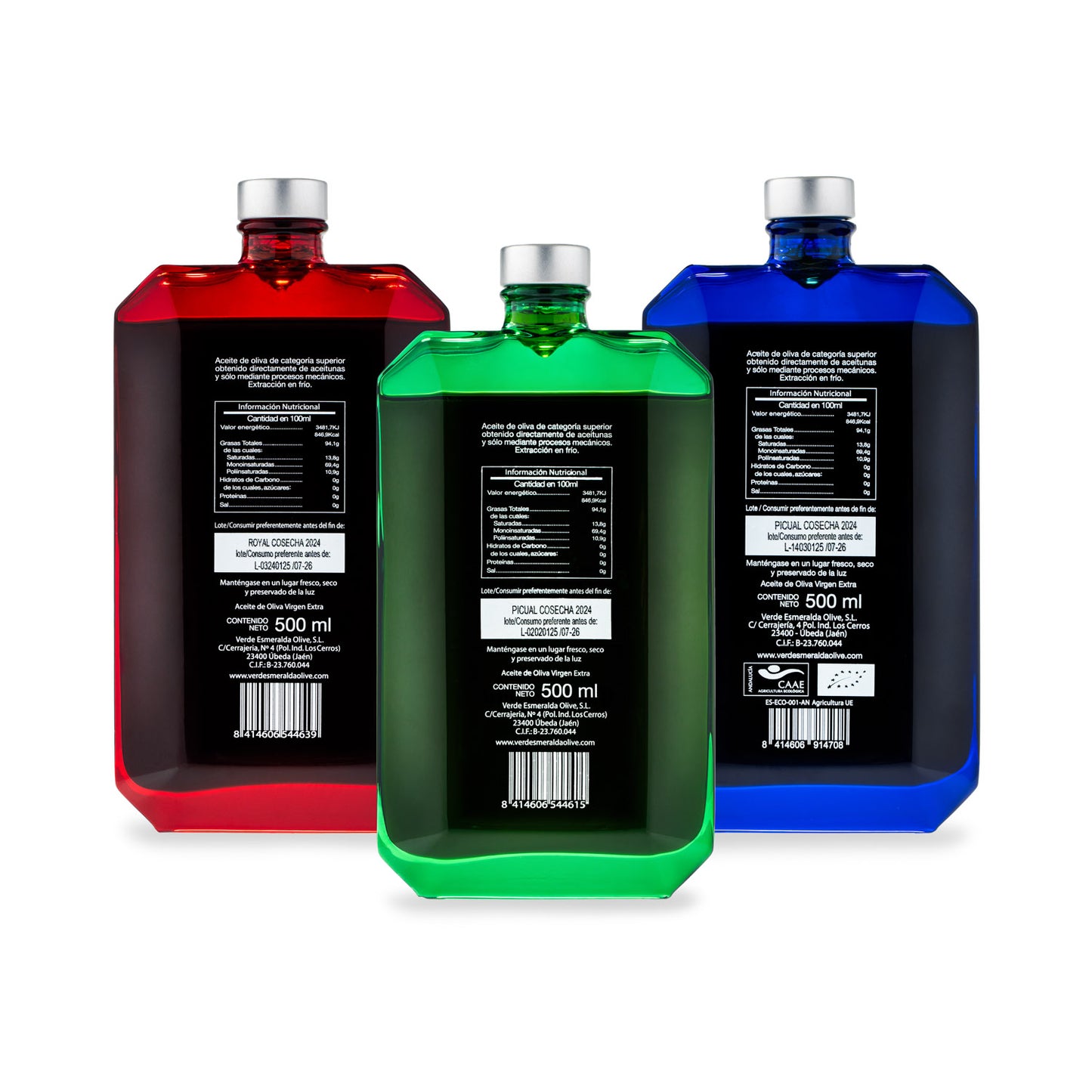 Pack Esmeralda - Olio EVO Premium (Picual, Royal, Biologico) 500ml